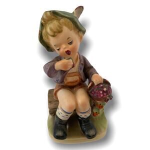 Vintage Napco Boy with Berries 6" Figurine Porcelain Napcoware Japan